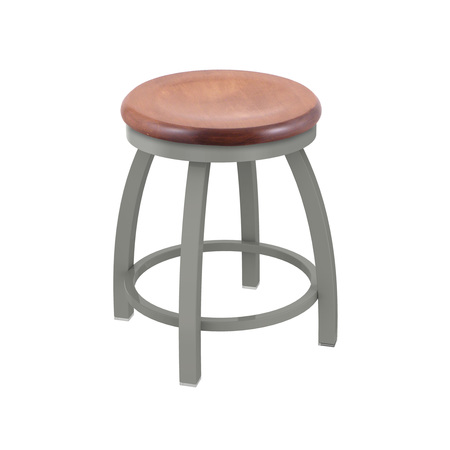 HOLLAND BAR STOOL CO 18" Swivel Vanity Stool, Nickel Finish, Med Maple Seat 80218ANMedMpl